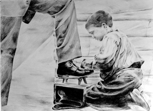 Child Labor Graphite Drawing On Paper